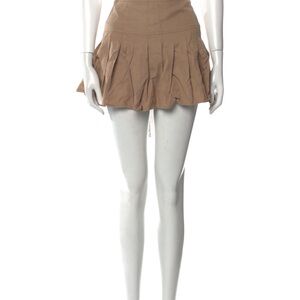 Reformation Tan Pleated Mini Skirt